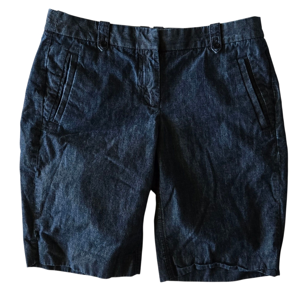 J. Crew Womens Indigo Jean City Fit Shorts Y2k Flat Front Bermuda Denim Size 2